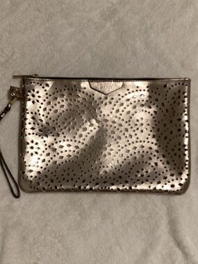 Victoria's Secret Metallic Rose Gold Laser-Cut Wristlet Clutch